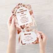 水彩ブルゴーニュ結婚ワイルドフラワー オールインワン招待状 (貼ってはがせる)