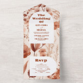 水彩ブルゴーニュ結婚ワイルドフラワー オールインワン招待状 (内側)