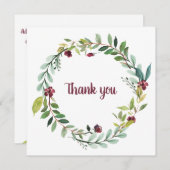 水彩ブルゴーニュ緑リース「ありがとう」 シーズンカード (正面/裏面)