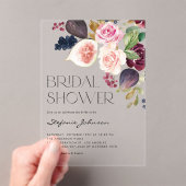 水彩ブルゴーニュ花とイチジクブライダルシャワー アクリル招待状 (インサイチュ (ポータブル))