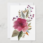 水彩ブルゴーニュ花イニシャル結婚ズ 招待状 (裏面)