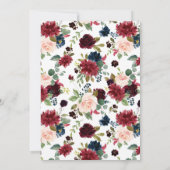 水彩ブルゴーニュ花ファースト誕生日写真 招待状 (裏面)