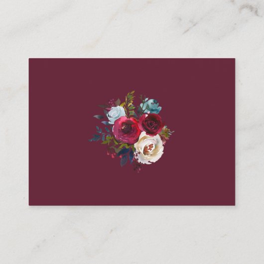 水彩ブルゴーニュ赤フローラ結婚披露宴 エンクロージャーカード (裏面)