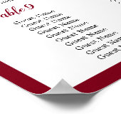 水彩ブルゴーニュ赤結婚バラ座席表 ポスター (角)