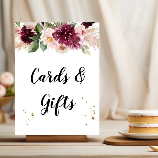 水彩ブルゴーニュ赤面ピンク&レッドフローラ ポスター