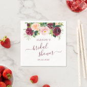 水彩ブルゴーニュ赤面フローラブライダルシャワー スタンダードカクテルナプキン (インサイチュ)