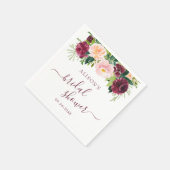 水彩ブルゴーニュ赤面フローラブライダルシャワー スタンダードカクテルナプキン (角)