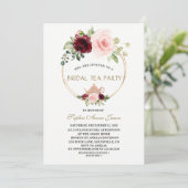 水彩ブルゴーニュ赤面フローラブライダル茶パーティー 招待状 (スタンド正面)