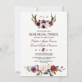 水彩ブルゴーニュ赤面フローラリハーサルディナー 招待状 (正面)