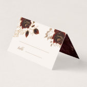 水彩ブルゴーニュ金ゴールドバラ表番号カード (正面)