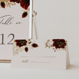 水彩ブルゴーニュ金ゴールドバラ表番号カード