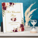 水彩ブルゴーニュ金ゴールド結婚ズホットチョコレートバー フォトプラーク<br><div class="desc">水彩フローラブルゴーニュMarsala金ゴールド結婚のホットチョコレートバーテーブルプラーク</div>
