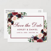 水彩ブルゴーニュ青フローラ保存日 案内ポストカード (正面/裏面)