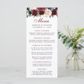 水彩ブルゴーニュ青フローラ結婚のメニュー メニュー (スタンド正面)