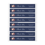 水彩ブルゴーニュ青フローラ結婚サンキュー ラップアラウンドラベル (シート)