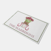 水彩ブルゴーニュ・アマリリス・クリスマス ドアマット (アングル)