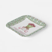 水彩ブルゴーニュ・アマリリス・クリスマス ペーパープレート (傾斜あり)