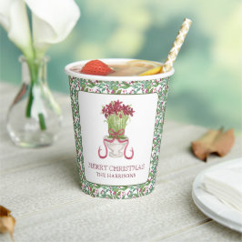 水彩ブルゴーニュ・アマリリス・クリスマス 紙コップ