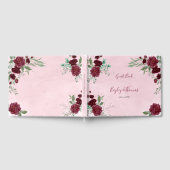 水彩ブルゴーニュ・レッド・ローズ結婚ズ ゲストブック (全面)