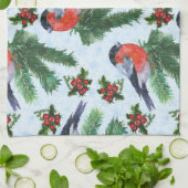 水彩ブルフィンチ キッチンタオル (折り畳み)