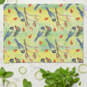 水彩ブルフィンチ、水彩鳥 キッチンタオル (折り畳み)