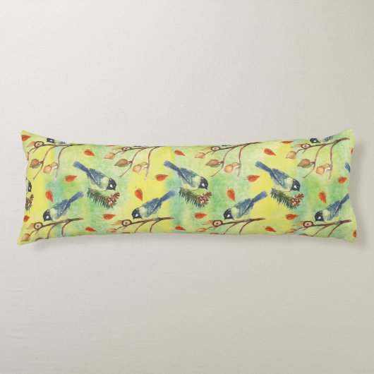 水彩ブルフィンチ、水彩鳥 ボディピロー (正面)