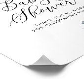 水彩ブルーとアイボリーバラベビーシャワー ポスター (角)