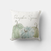 水彩ブルーとグリーンパンプキンスパイス クッション (正面)