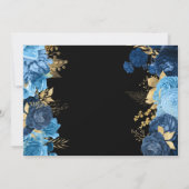 水彩ブルーとゴールドの花のスイートシックスティーン 招待状 (裏面)