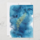 水彩ブルーとゴールドの50周年結婚記念日 招待状 (裏面)