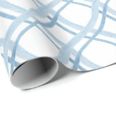 水彩ブルーとネイビーリボン ラッピングペーパー (ロールコーナー)