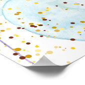 水彩ブルーとピンクの性別が歓迎を表明 ポスター (角)