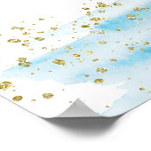 水彩ブルーとピンクの性別が歓迎を表明 ポスター (角)