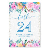 水彩ブルーとピンクの結婚花 テーブルナンバー (裏面)