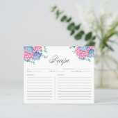 水彩ブルーとピンクアジサイレシピカード (スタンド正面)