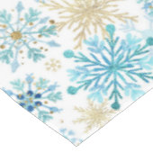 水彩ブルーと金ゴールドグリッター冬の雪片 テーブルクロス (アングル)