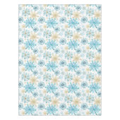 水彩ブルーと金ゴールドグリッター冬の雪片 テーブルクロス (正面)