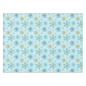 水彩ブルーと金ゴールドグリッター冬の雪片 テーブルクロス (正面(横))