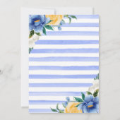 水彩ブルーと黄色の花ベビーシャワー 招待状 (裏面)
