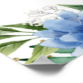 水彩ブルーと黄色の花結婚の歓迎 ポスター (角)