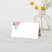 水彩ブルーとPInkアジサイ結婚ズ プレイスカード (裏面)