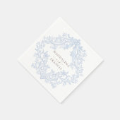 水彩ブルーのクレスト ウェディング スタンダードカクテルナプキン (角)