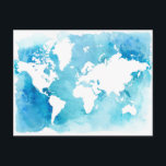 水彩ブルーのワールドマップ ポストカード<br><div class="desc">水彩ブルーの世界地図。 | ©と® Bigstock® - All Rights Reserved.</div>