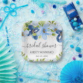 水彩ブルーの夏の花 ブライダルシャワー ペーパープレート (パーティー)