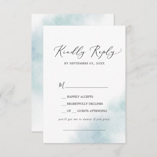 水彩ブルーの歌リクエスト・返信カード 出欠カード (正面/裏面)