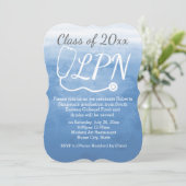 水彩ブルーの看護師 LPN 看護学校卒業パーティー 招待状 (スタンド正面)