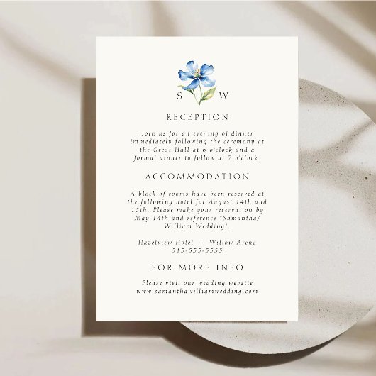 水彩ブルーの結婚式 詳細 封入カード エンクロージャーカード