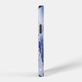 水彩ブルーの羽模様 iPhoneケース (右側面)