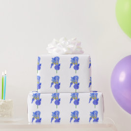 水彩ブルーアイリスフラワーラッピング紙 ラッピングペーパー