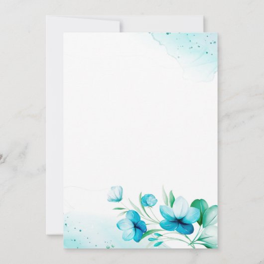 水彩ブルーアクアフローラ結婚ズ 招待状 (裏面)